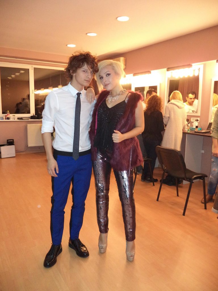 Bratis and Madalina Lefter in the backstage at X factor 2013